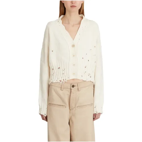 Cardigans, female, , Size: S Short Distressed Cardigan Sweater - Marni - Modalova