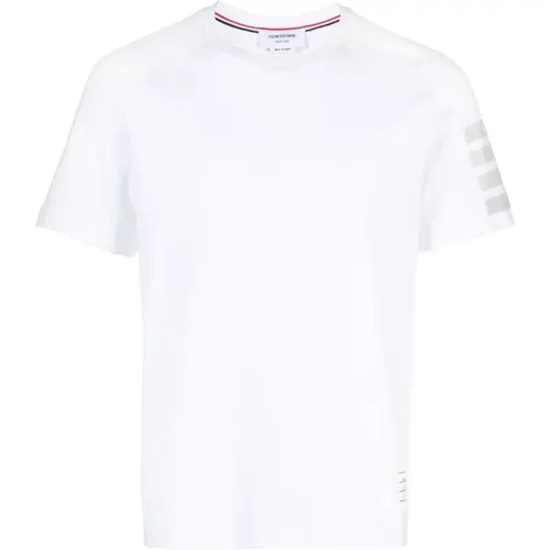 Bar Stripe Kurzarm T-shirt Weiß , Herren, Größe: L - Thom Browne - Modalova