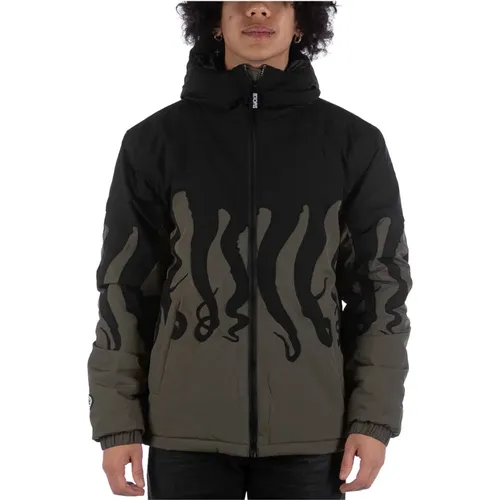 Layer Puff Jacke Schwarz Grün , Herren, Größe: L - Octopus - Modalova