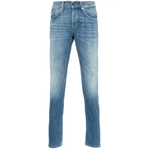 Blaue Distressed Denim Jeans , Herren, Größe: W38 - Dondup - Modalova