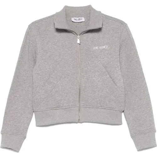 Zip-throughs, female, , Size: M Heather Grey Zip Sweatshirt with Pockets - The Attico - Modalova