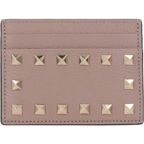 Wallets & Cardholders, female, , Size: ONE SIZE Studded Leather Card Holder - Valentino Garavani - Modalova