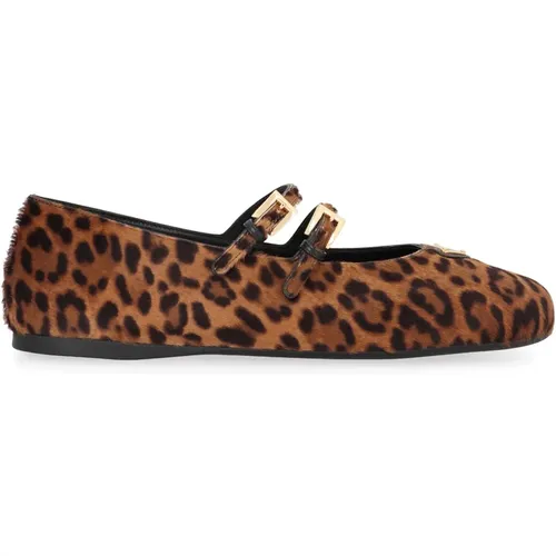 Ballerinas, female, , Size: 9 US Animal Print Leather Ballet Flats - Prada - Modalova