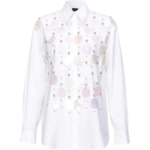 Sequin Embroidered Poplin Shirt , female, Sizes: 2XS, S - pinko - Modalova