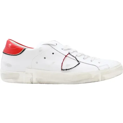 Sneakers, male, , Size: 8 US Low Blanc Red Sneakers - Philippe Model - Modalova