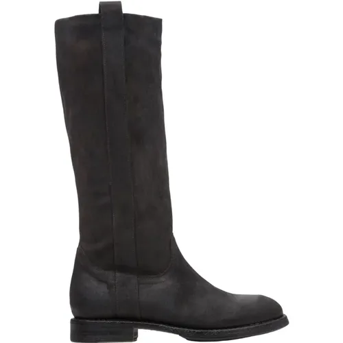 Damen Schwarze Vintage Stiefel aus echtem italienischem Leder Er00113598 - Estro - Modalova