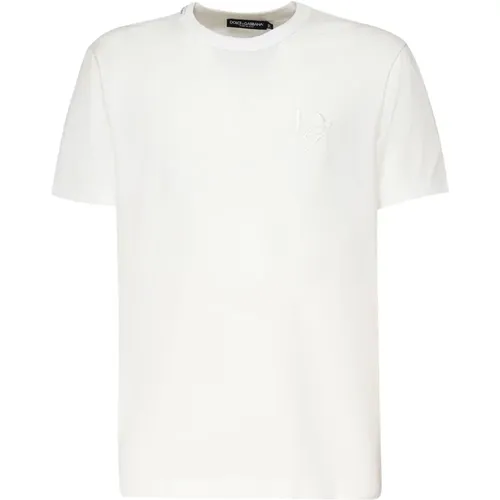 Cotton T-shirt with Round Collar , male, Sizes: L, XL - Dolce & Gabbana - Modalova