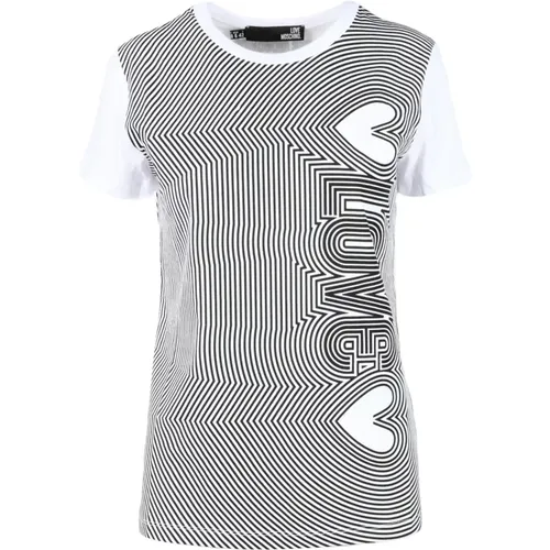 Baumwolle Elasthan T-shirt , Damen, Größe: L - Love Moschino - Modalova