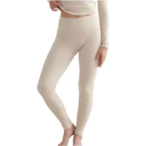 Café Au Lait Ribbed Wool Leggings - Aim'n - Modalova