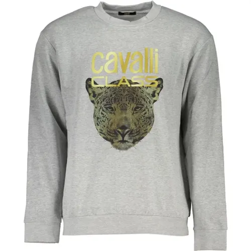 Sweatshirts, male, , Size: L Designer Sweatshirt Round Neck - Cavalli Class - Modalova