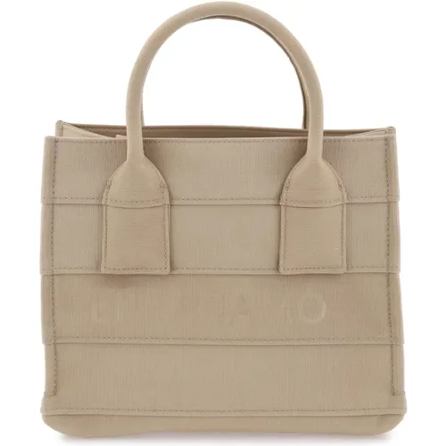 Logo Kleine Tote Tasche mit Baumwollmischung Struktur , Damen, Größe: ONE Size - Salvatore Ferragamo - Modalova