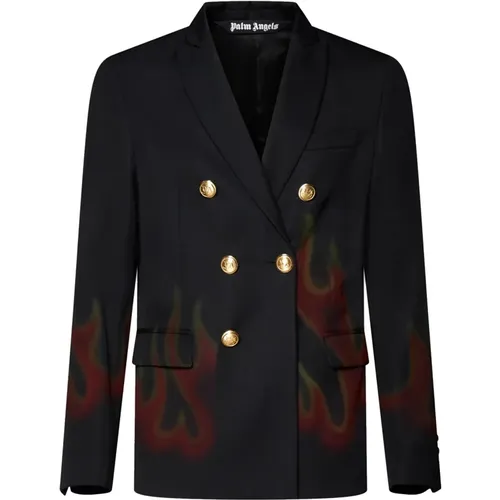 Blazers, male, , Size: L Fire Blazer with Long Sleeves - Palm Angels - Modalova