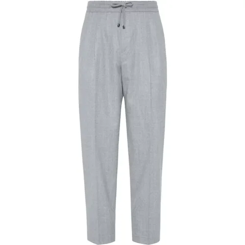 Elasticated Drawstring Trousers Grey , male, Sizes: L, M - BRUNELLO CUCINELLI - Modalova