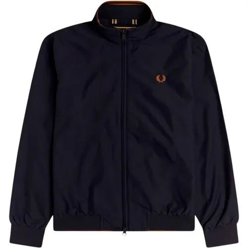 Bomber Jackets, male, , Size: XL Sporty Nylon Jacket Brentham Dark Navy - Fred Perry - Modalova