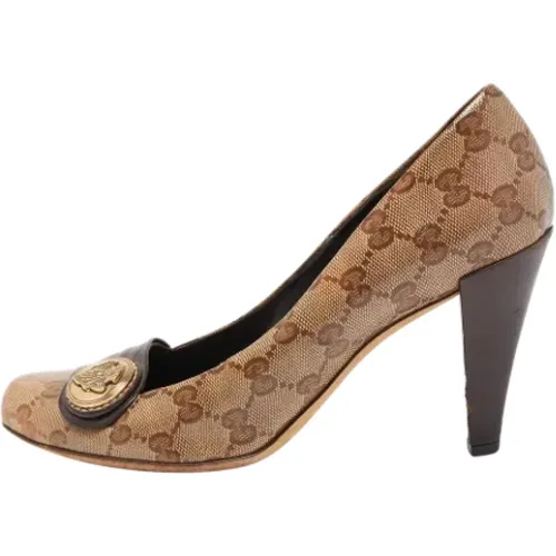 Pre-owned Pumps, female, , Size: 9 US Pre-owned Coated canvas heels - Gucci Vintage - Modalova