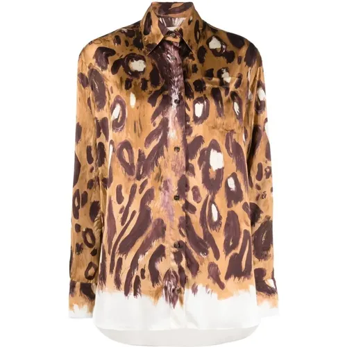 Leopard Print Viscose Shirt , female, Sizes: XS - Marni - Modalova