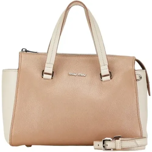 Pre-owned Tote Bags, female, , Size: ONE SIZE Pre-owned Leather handbags - Miu Miu Pre-owned - Modalova