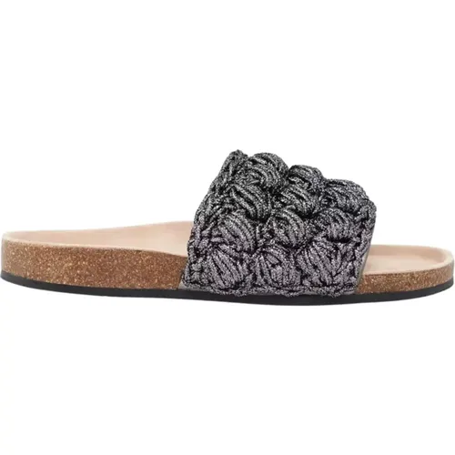 Sliders, female, , Size: 10 US Dark Grey Woven Sandals - JW Anderson - Modalova