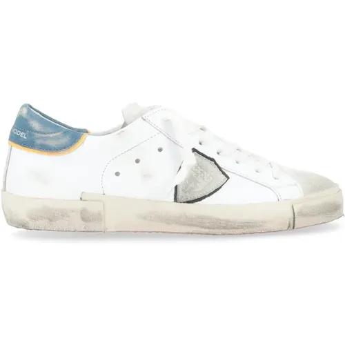 Vintage Blanc Bleu Low Top Sneakers , male, Sizes: 11 UK - Philippe Model - Modalova