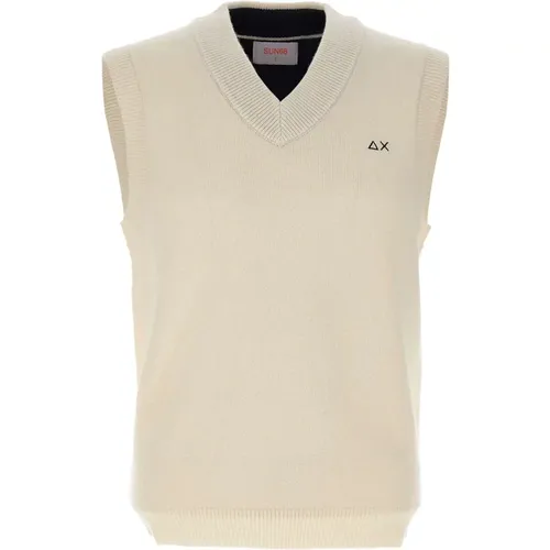 V-neck Knitwear, male, , Size: M V-neck Vest - Sun68 - Modalova
