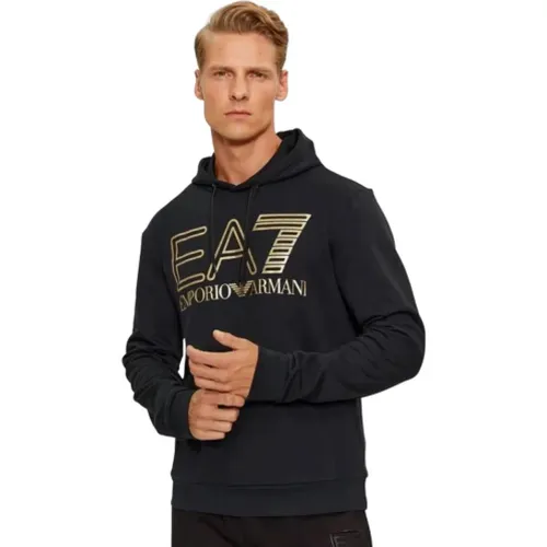 Hoodies, male, , Size: XS Hoodie with Stylish Print - Emporio Armani EA7 - Modalova