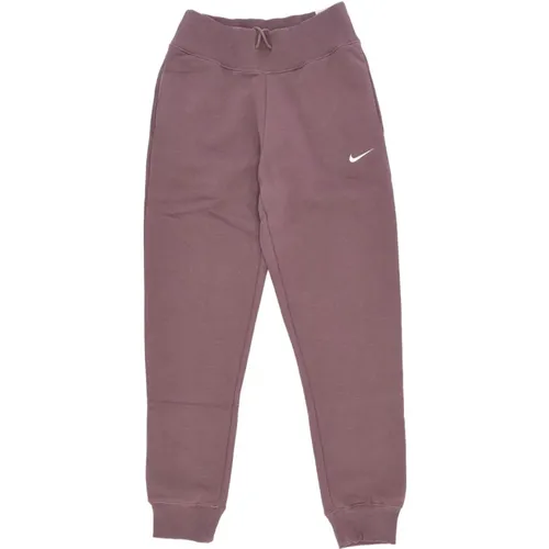 Sweatpants, female, , Size: L High-waisted Fleece Joggers Plum Eclipse - Nike - Modalova