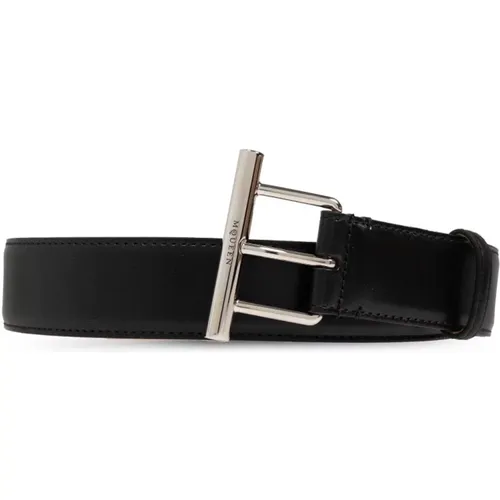 Leather Belt with Silver Buckle , male, Sizes: 110 CM, 105 CM, 100 CM, 90 CM, 95 CM - alexander mcqueen - Modalova