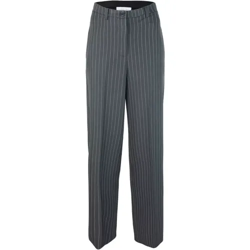 Straight Trousers, female, , Size: S Men's Comfort Fit Pinstripe Trousers - PATRIZIA PEPE - Modalova