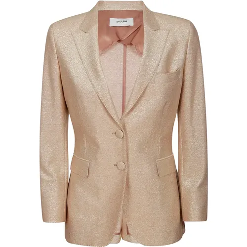 Elegant Linen Blend Blazer , Damen, Größe: M - SAULINA - Modalova