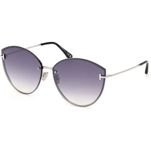 Sunglasses, female, , Size: 63 MM Evangeline Sunglasses Shiny Palladium/Grey - Tom Ford - Modalova