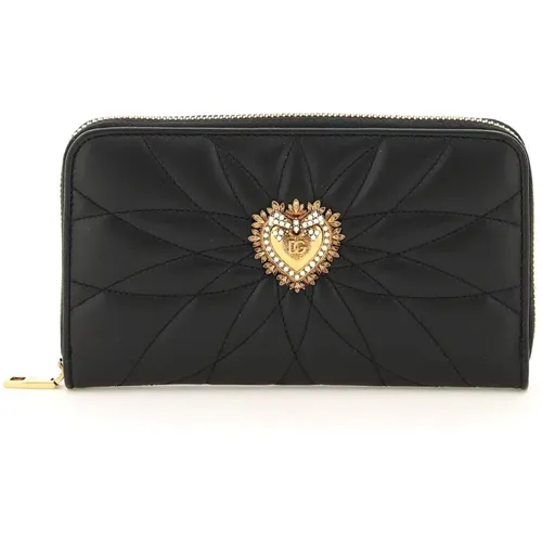 Gesteppte Nappaleder-Zip-Around-Brieftasche , Damen, Größe: ONE Size - Dolce & Gabbana - Modalova