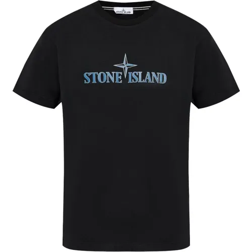 Schwarzes Baumwoll-Jersey Slim Fit Tee , Herren, Größe: XL - Stone Island - Modalova