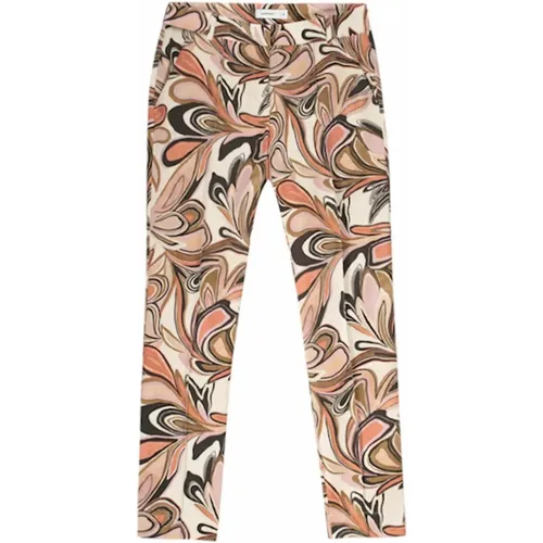 Slim-fit Trousers, female, , Size: S Elegant Floral Leather Trousers - Summum Woman - Modalova