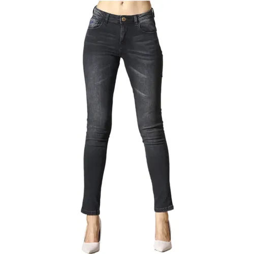 Schwarze Denim-Jeans Fünf-Taschen-Modell , Damen, Größe: W25 - YES ZEE - Modalova