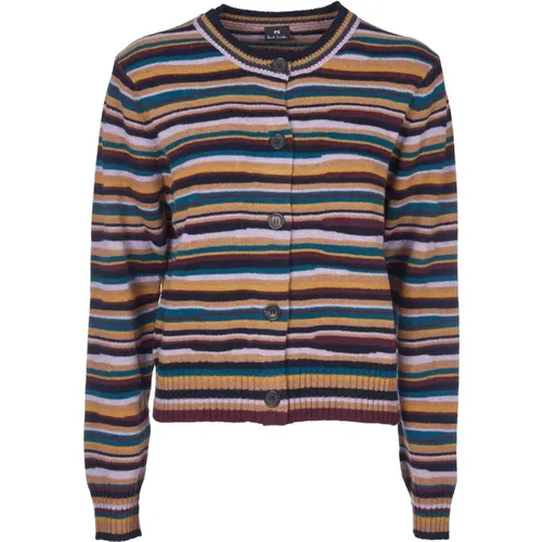 Cardigans, female, , Size: M Striped Wool Cardigan - Paul Smith - Modalova