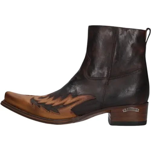 Braune Cowboy Boots mit Flammenmuster , Herren, Größe: 43 EU - Sendra - Modalova