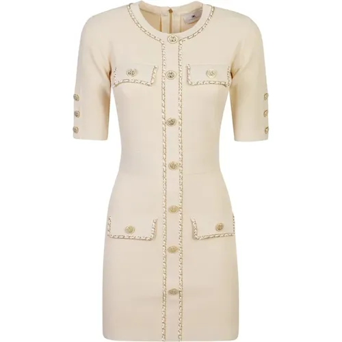 White Elegant Dress for Women , female, Sizes: S - Elisabetta Franchi - Modalova