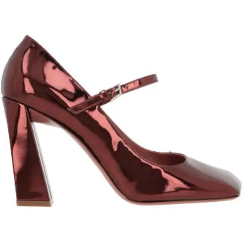 Mirror Effect Leather Mary-Jane Heels , female, Sizes: 4 UK, 5 UK - Amina Muaddi - Modalova