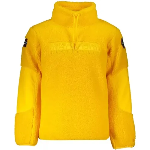 Gelber Pullover mit Stickerei und Logo , Herren, Größe: L - Napapijri - Modalova