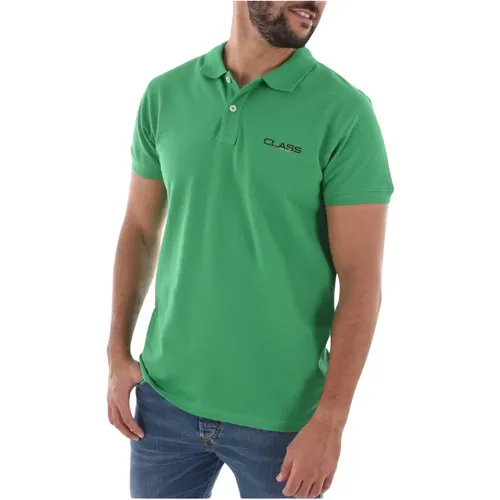 Grünes Polo-Shirt 100% Baumwolle Kurzarm , Herren, Größe: L - Cavalli Class - Modalova