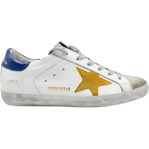 Weiße Sneakers mit Stern und Blauem Rücken - Golden Goose - Modalova