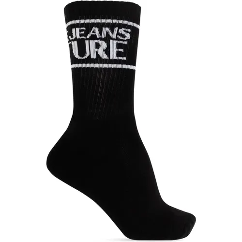 Socks, male, , Size: S Cotton socks with logo - Versace Jeans Couture - Modalova