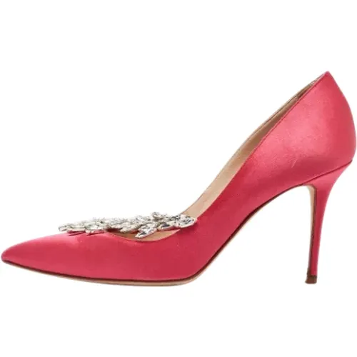 Pre-owned Pumps, female, , Size: 7 US Pre-owned Satin heels - Manolo Blahnik Pre-owned - Modalova