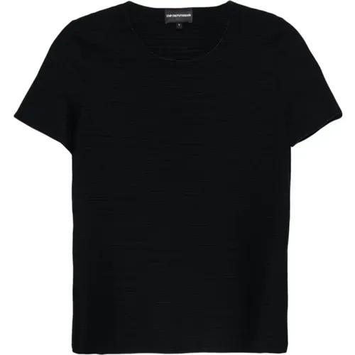 Schwarze T-Shirts und Polos mit Texturiertem Finish , Damen, Größe: XS - Emporio Armani - Modalova