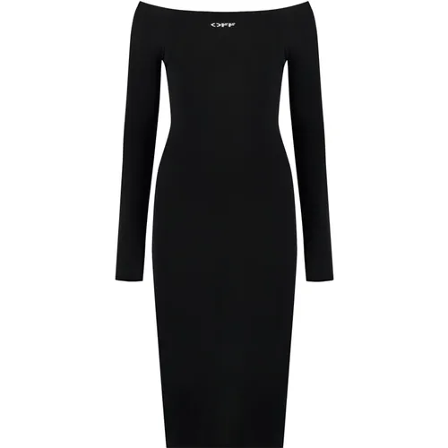 Midi Dresses, female, , Size: XS Viscose Blend Midi Dress - Off White - Modalova