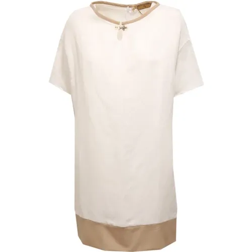 Short Dresses, female, , Size: XL 2258Aa abito vestito off /beige linen/poliammide dress wo - Fay - Modalova