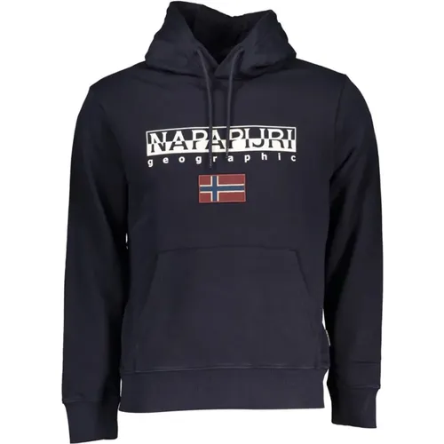 Hoodies, male, , Size: XS Cotton Hooded Sweatshirt with Contrasting Details - Napapijri - Modalova