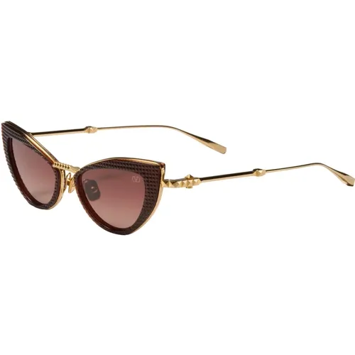 Viii Sunglasses in White Gold Crystal Bordeaux/Dark Rose , female, Sizes: 50 MM - Valentino - Modalova