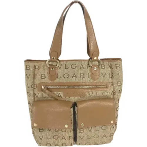 Pre-owned Tote Bags, female, , Size: ONE SIZE Pre-owned Leather shoulder-bags - Bvlgari Vintage - Modalova