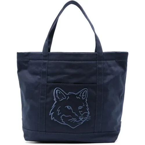 Blaue Fox Head Tote Tasche - Maison Kitsuné - Modalova